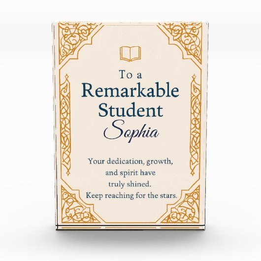 優エレガントれたスタッドのお祝いカード フォトブロック (正面)