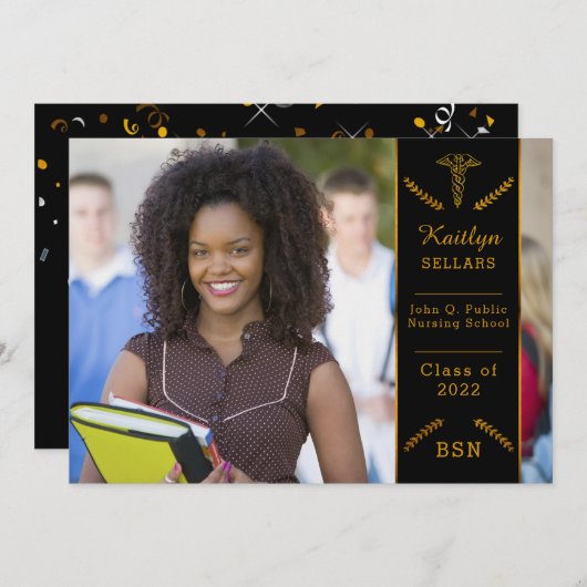 優エレガントれた看護 |医学部卒業 招待状 (正面/裏面)