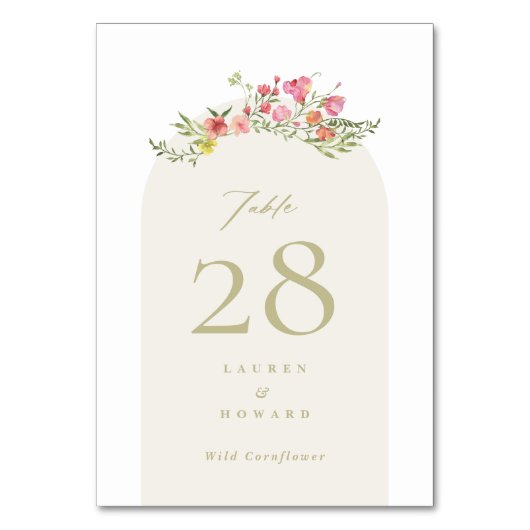 優エレガント花模様春庭園の結婚式 テーブルナンバー (裏面)