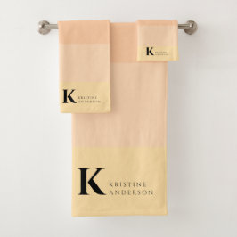 優ガーリーしい桃グラデーションクラシックモノグラム バスタオルセット