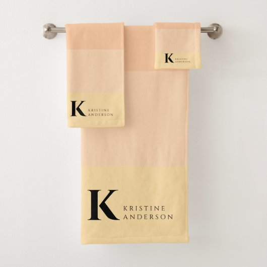 優ガーリーしい桃グラデーションクラシックモノグラム バスタオルセット (インサイチュ)