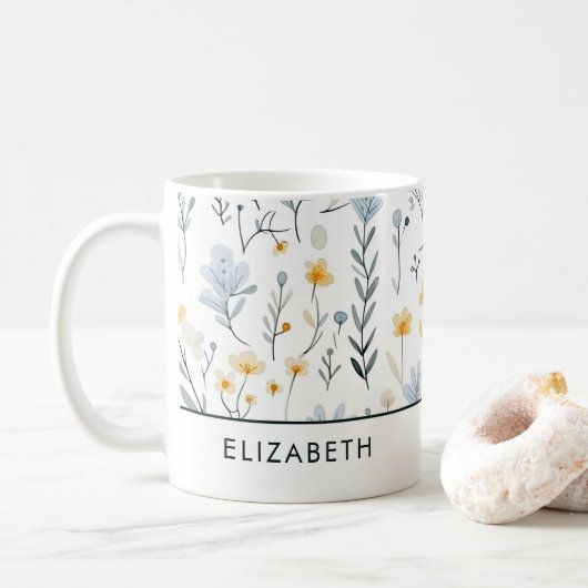 優ミニマルしいカラフルガーデンワイルドフラワー子供部屋 コーヒーマグカップ (ドーナツ)