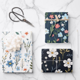 優ミニマルしいカラフルガーデンワイルドフラワー子供部屋 ラッピングペーパーシート