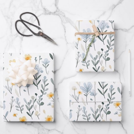 優ミニマルしいカラフルガーデンワイルドフラワー子供部屋 ラッピングペーパーシート (正面)