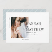 優モダンれたタイポグラフィ写結婚真 セーブザデート (正面/裏面)