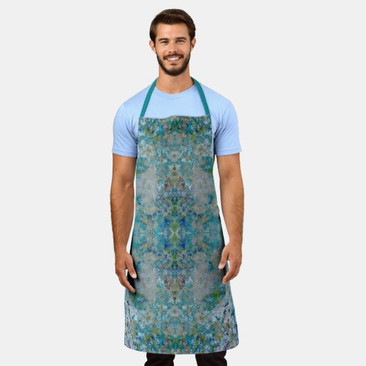 優ユニークモダンれた抽象芸術デザイン エプロン (着用した状態)