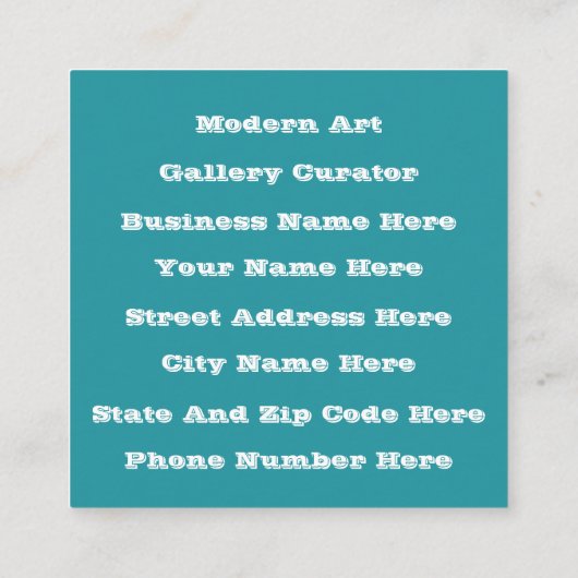 優ユニークモダンれた抽象芸術デザイン スクエア名刺 (裏面)