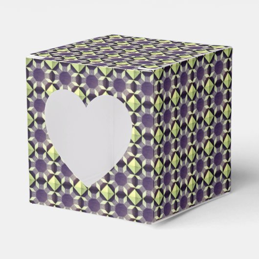 優先ボックス – キルトパターン緑と青 フェイバーボックス (正面サイド)