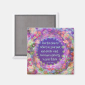 '優先未来引用文かわいらし紫フローラ マグネット (正面/裏面)