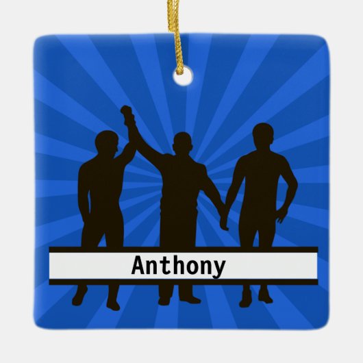 優勝パーソナライズされたレスラーのクリスマス飾り セラミックオーナメント (正面)