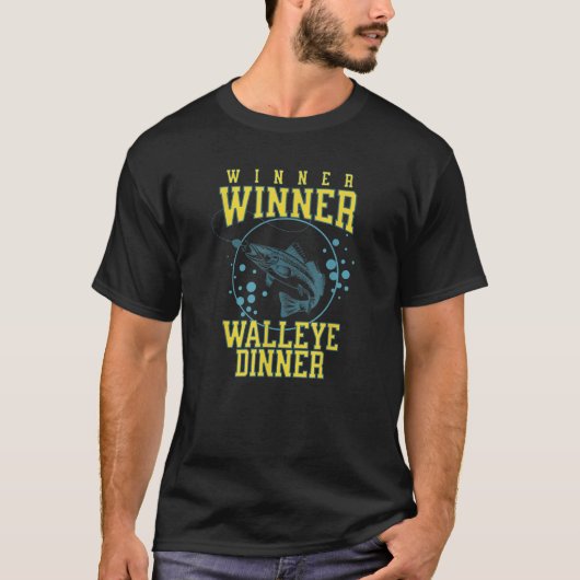 優勝者のワレーおもしろいエの魚の漁師 Tシャツ (正面)