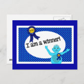 優勝者の肯定ブルーターコイズ水玉模様 ポストカード (正面/裏面)