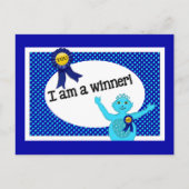 優勝者の肯定ブルーターコイズ水玉模様 ポストカード (正面)