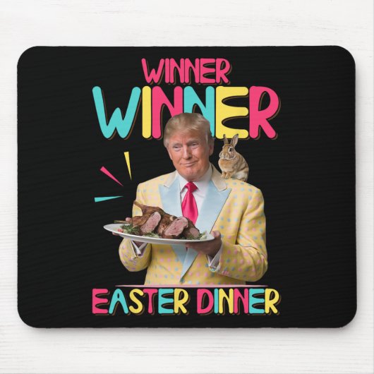 優勝者イースターディナーおもしろいトランプバニーHpp マウスパッド (正面)
