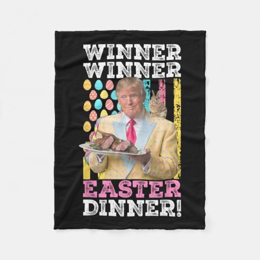 優勝者イースターディナーおもしろいトランプ米国 フリースブランケット (正面)