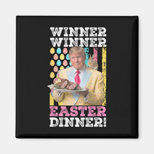 優勝者イースターディナーおもしろいトランプ米国 マグネット (正面)
