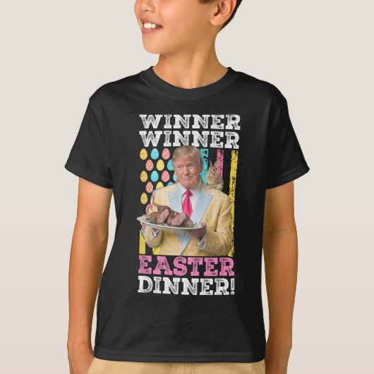 優勝者イースターディナーおもしろいトランプ米国 Tシャツ (正面)