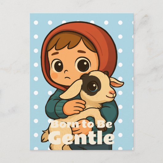 優生まれしくなる – 甘い子羊と子供 ポストカード (正面)