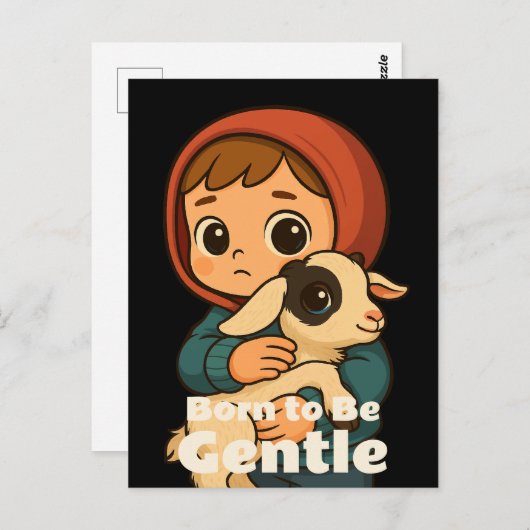 優生まれしくなる – 甘い子羊と子供 ポストカード (正面/裏面)