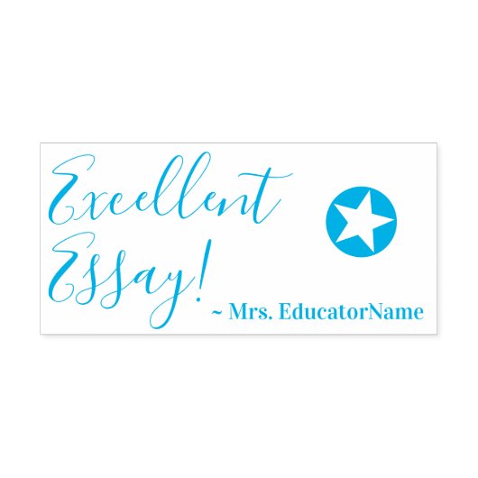 "優秀なエッセイ!" +教育者の名前ラバースタンプ セルフインキングスタンプ (デザイン)