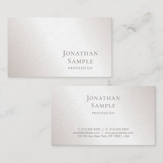 優秀なスタイリッシュでミニマルなデザインの銀の贅沢 名刺 (正面/裏面)