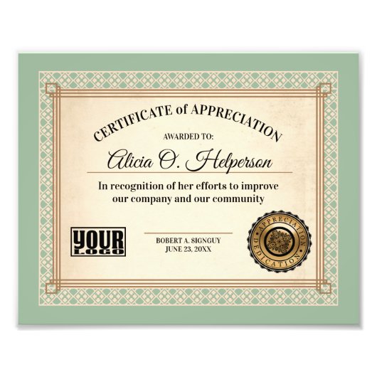 優秀な従業員の認定証 フォトプリント            (正面)