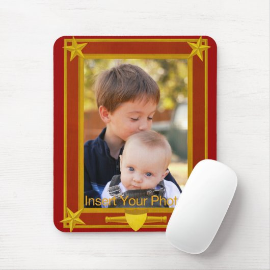 優秀な金ゴールドおよびあずき色フレーム-写真を挿入して下さい! マウスパッド (マウス)