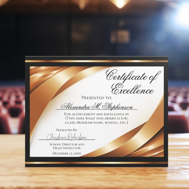 優秀な金ゴールドブラックリボン (gold certificate of excellence)