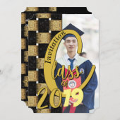 優秀な黒人と金ゴールドの卒業 招待状 (正面/裏面)