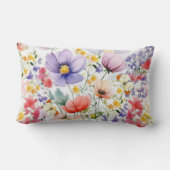 優美かわいらしな水彩フローラ ランバークッション (裏面)