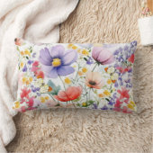 優美かわいらしな水彩フローラ ランバークッション (ブランケット)