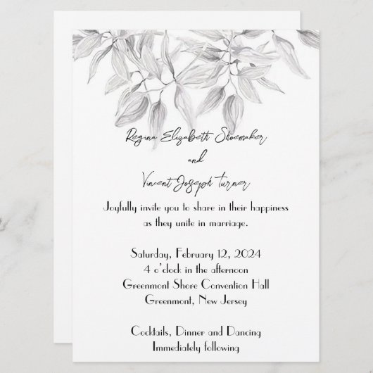 優美でエレガントなウェディング招待状 招待状 (正面/裏面)