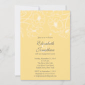 優美で黄色いケシの花柄の婚約パーティ 招待状 (正面)