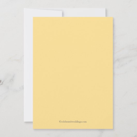 優美で黄色いケシの花柄の婚約パーティ 招待状 (裏面)