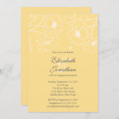 優美で黄色いケシの花柄の婚約パーティ 招待状 (正面/裏面)