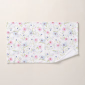 優美なかわいらしピンクの青い花花柄 バスタオルセット (ハンドタオル)