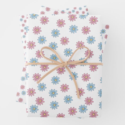 優美なかわいらしピンク色の花の花柄 ラッピングペーパーシート (インサイチュ)
