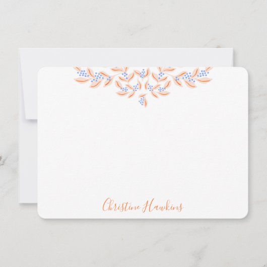 優美なかわいらし赤面ピンクウォーターパーソナライズされたカラー ノートカード (正面)