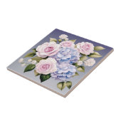 優美なアジサイとバラの花 タイル (側面)