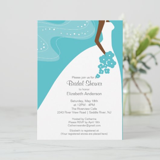 優美なアフリカ系アメリカ人の花嫁のブライダルシャワー 招待状 (スタンド正面)