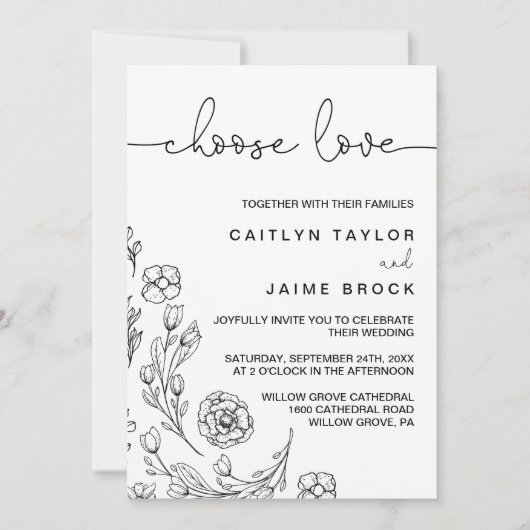 優美なエレガンスセレクトラブ結婚ズ 招待状 (正面)