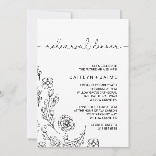 優美なエレガンスリハーサルディナー 招待状 (正面)