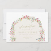 優美なエレガントフローラアーチ春の結婚式写真 セーブザデート (正面)