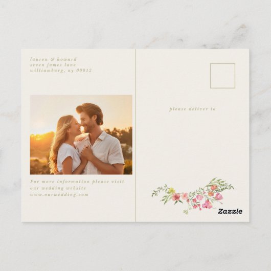 優美なエレガントフローラアーチ春の結婚式写真 ポストカード