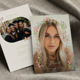 優美なエレガントフローラアーチ春写真卒業 案内状
