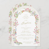 優美なエレガントフローラ夏のアーチバプテスマ 招待状 (正面/裏面)
