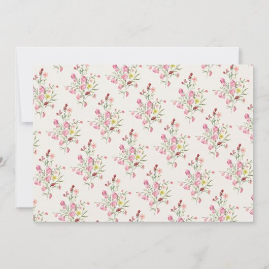 優美なエレガントフローラ春ブライドブライダルシャワー 招待状 (裏面)