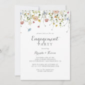 優美なカラフルワイルドフラワーズ婚約パーティ 招待状 (正面)