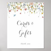 優美なカラフル野生の花のカードとギフトのサイン ポスター (正面)