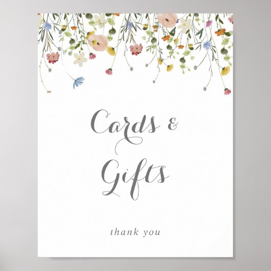 優美なカラフル野生の花のカードとギフトのサイン ポスター (正面)